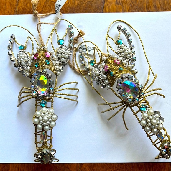 Pair of New with tags Pottery Barn Jeweled Lobster Ornament. - Picture 2 of 4